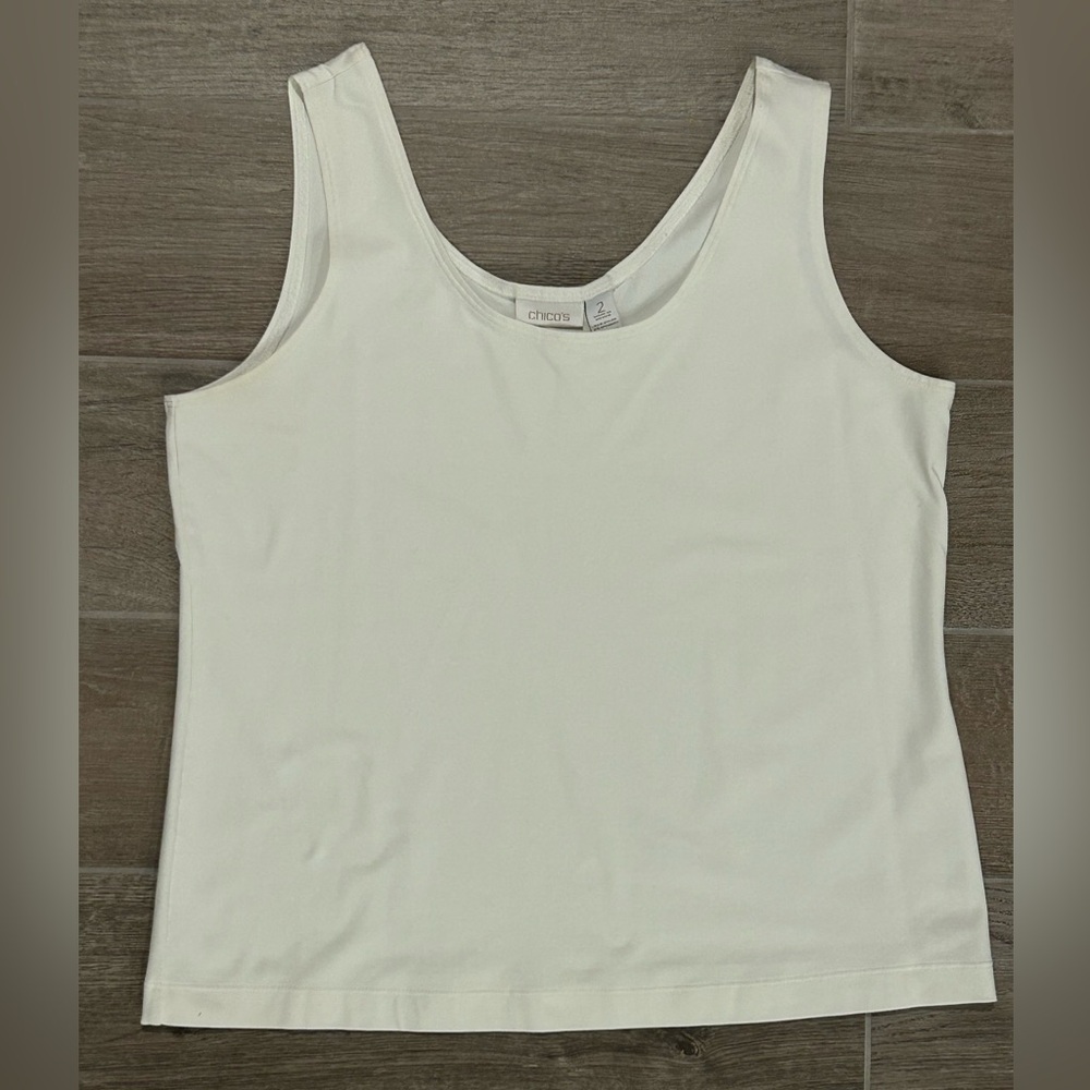 Chico’s Size 2 White Stretch Tank Top Nylon Spandex Blend